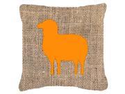 Sheep Burlap and Orange Canvas Fabric Decorative Pillow BB1126