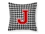 Monogram Initial J Houndstooth Decorative Canvas Fabric Pillow CJ1021