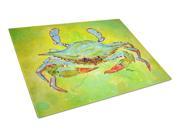Bright Green Blue Crab Glass Cutting Board Large