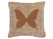 Butterfly Burlap and Brown Canvas Fabric Decorative Pillow BB1046