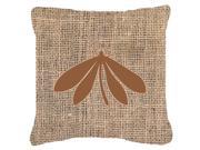 Moth Burlap and Brown Canvas Fabric Decorative Pillow BB1060