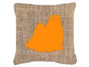 Maltese Burlap and Orange Canvas Fabric Decorative Pillow BB1079