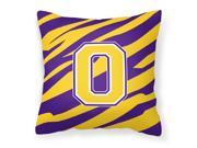Monogram Tiger Stripe Purple Gold Decorative Canvas Fabric Pillow Initial O