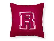 Monogram Initial R Maroon and White Decorative Canvas Fabric Pillow CJ1032