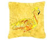 Flamingo on Yellow Canvas Fabric Decorative Pillow
