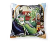 Eggplant and New Orleans Beers Decorative Canvas Fabric Pillow