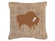 Buffalo Burlap and Brown Canvas Fabric Decorative Pillow BB1127