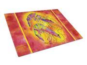 Bright Shrimp on Red Glass Cutting Board Large