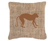 Monkey Burlap and Brown Canvas Fabric Decorative Pillow BB1128