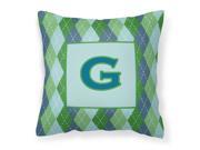 Monogram Initial G Blue Argoyle Decorative Canvas Fabric Pillow CJ1020
