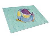 Tropical Fish on Teal Glass Cutting Board Large