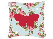 Butterfly Shabby Chic Blue Roses Canvas Fabric Decorative Pillow BB1049