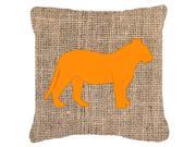 Tiger Burlap and Orange Canvas Fabric Decorative Pillow BB1010