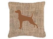 Pointer Burlap and Brown Canvas Fabric Decorative Pillow BB1105