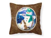 Artist Snowman with Springer Spaniel Decorative Canvas Fabric Pillow