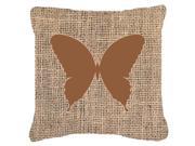 Butterfly Burlap and Brown Canvas Fabric Decorative Pillow BB1048