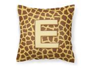 Monogram Initial E Giraffe Decorative Canvas Fabric Pillow CJ1025