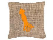 Squid Burlap and Orange Canvas Fabric Decorative Pillow BB1096