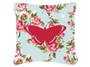 Butterfly Shabby Chic Blue Roses Canvas Fabric Decorative Pillow BB1038