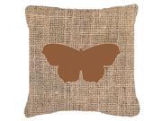 Butterfly Burlap and Brown Canvas Fabric Decorative Pillow BB1049