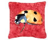 Lady Bug on Red Canvas Fabric Decorative Pillow
