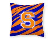 Monogram Initial S Tiger Stripe Blue Orange Decorative Canvas Fabric Pillow