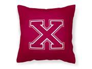 Monogram Initial X Maroon and White Decorative Canvas Fabric Pillow CJ1032