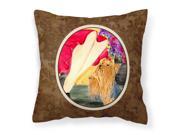 Lady with her Yorkie Decorative Canvas Fabric Pillow