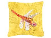 Dragonfly on Yellow Canvas Fabric Decorative Pillow