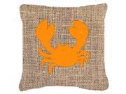 Crab Burlap and Orange Canvas Fabric Decorative Pillow BB1104