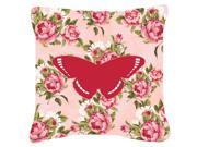 Butterfly Shabby Chic Pink Roses Fabric Decorative Pillow BB1038 RS PK PW1414