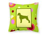 Lime Green Dots German Wirehaired Pointer Fabric Decorative Pillow CK1036PW1414