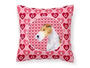 Fox Terrier Hearts Love and Valentine s Day Portrait Fabric Decorative Pillow SS4478PW1414