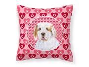 Clumber Spaniel Hearts Love and Valentine s Day Portrait Fabric Decorative Pillow SS4500PW1414
