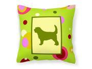Lime Green Dots Otterhound Fabric Decorative Pillow CK1143PW1414