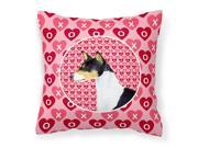Basenji Hearts Love and Valentine s Day Portrait Fabric Decorative Pillow SS4514PW1414