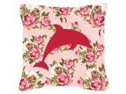 Dolphin Shabby Chic Pink Roses Fabric Decorative Pillow BB1025 RS PK PW1414