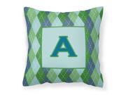 Letter A Monogram Blue Argoyle Fabric Decorative Pillow CJ1020 APW1414