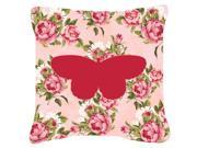 Butterfly Shabby Chic Pink Roses Fabric Decorative Pillow BB1052 RS PK PW1414
