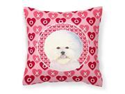 Bichon Frise Hearts Love and Valentine s Day Portrait Fabric Decorative Pillow SS4526PW1414