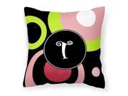 Letter T Monogram Retro in Black Fabric Decorative Pillow AM1002 TPW1414