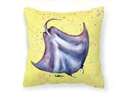 Stingray on Yellow Fabric Decorative Pillow 8531PW1414