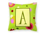 Letter A Monogram Lime Green Fabric Decorative Pillow CJ1010 APW1414
