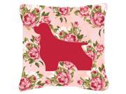 Cocker Spaniel Shabby Chic Pink Roses Fabric Decorative Pillow BB1075 RS PK PW1414