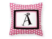 Letter A Monogram Pink Black Polka Dots Fabric Decorative Pillow CJ1001 APW1414