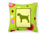 Lime Green Dots Wirehair Pointing Griffon Fabric Decorative Pillow CK1068PW1414