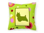 Lime Green Dots Norwich Terrier Fabric Decorative Pillow CK1056PW1414