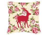 Deer Shabby Chic Yellow Roses Fabric Decorative Pillow BB1121 RS YW PW1414