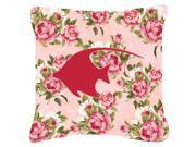 Fish Angel Fish Shabby Chic Pink Roses Fabric Decorative Pillow BB1019 RS PK PW1414
