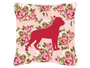 Rottweiler Shabby Chic Pink Roses Fabric Decorative Pillow BB1083 RS PK PW1414